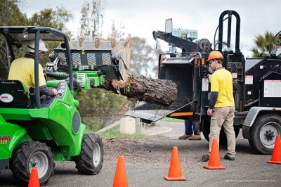 Wood chipping on location in Canberra